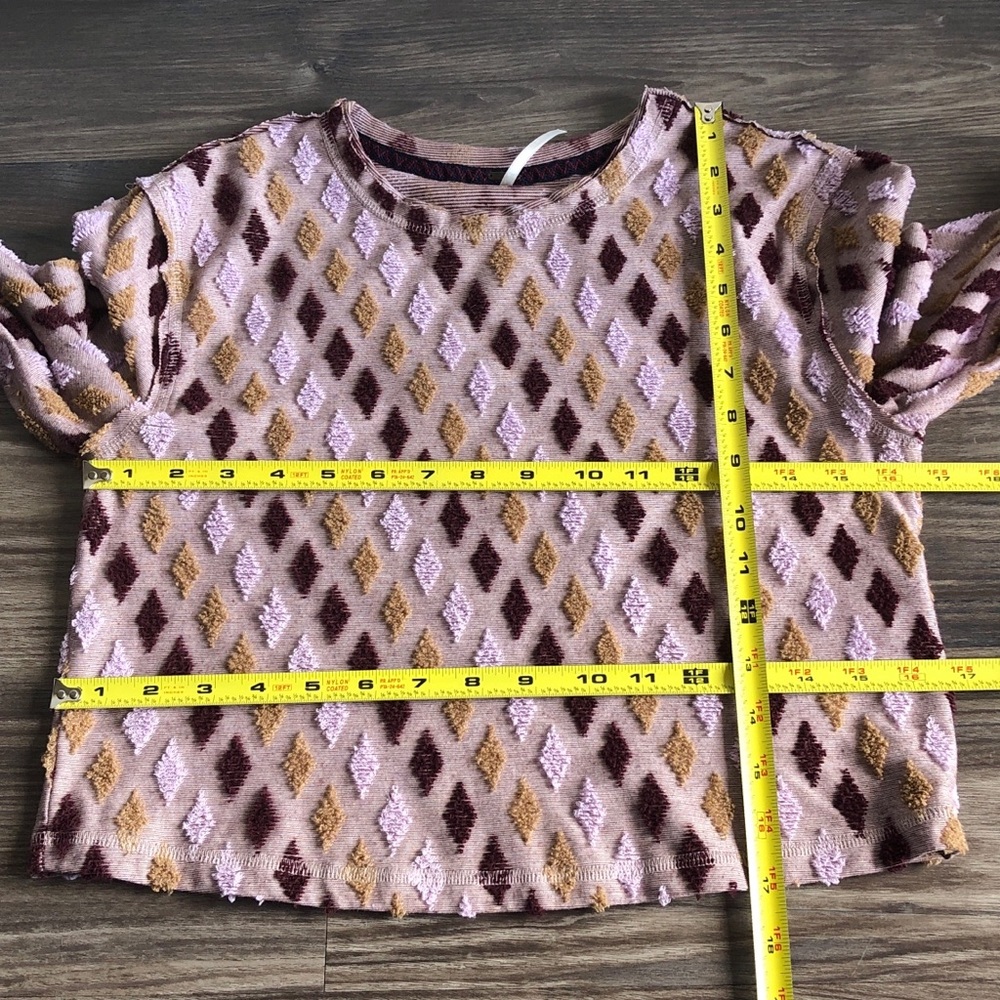 Free People Magic Carpet Cropped Tee Mauve Embroidered 3/4 Sleeve - Picture 13 of 14